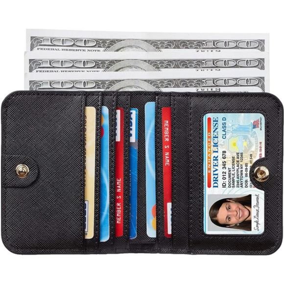 Womens Rfid Blocking Small Compact Bifold Luxury Genuine Leather Pocket Wallet - Picture 6 of 6